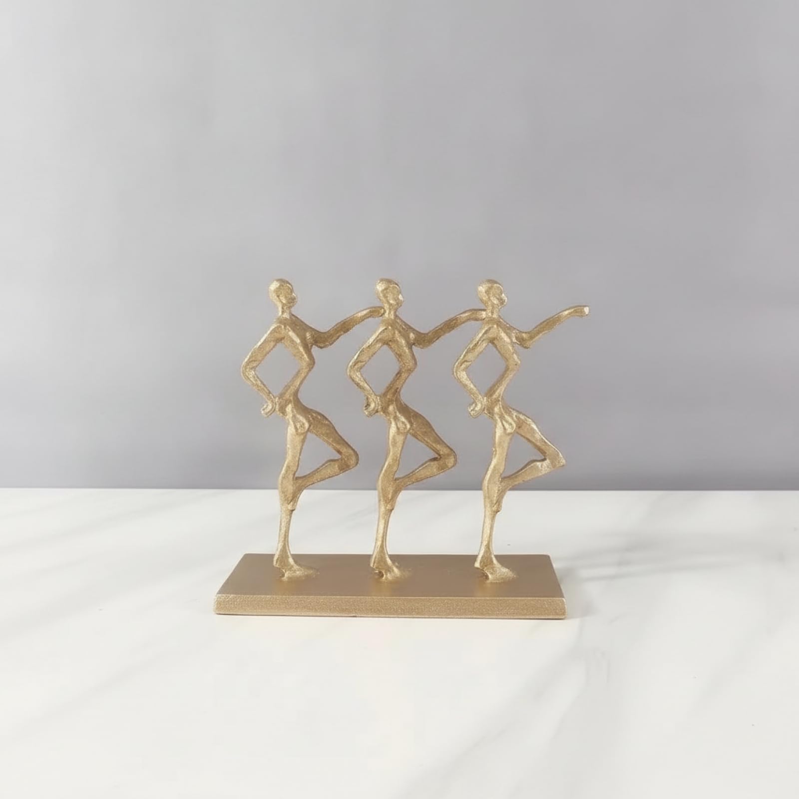 Scultura con Figure Danzanti raneo Scultura da Tavolo con Base Rettangolare Astratto Figurina Base Rettangolare per Casa, Mensola, Nero, 20x7x18cm
