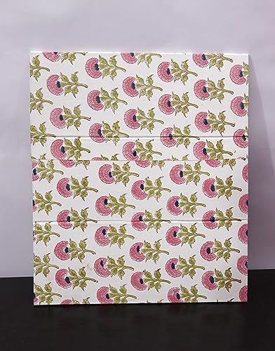 Image of Generic 3.3 Gallon Cotton Hand Block Printed Paper Waste Basket |Small Decorative Trash Can for Housewarming Gifts in Living Room, Bedroom, Bathroom | Eco-Friendly, Plastic-Free (1, PINK FLOWAR)