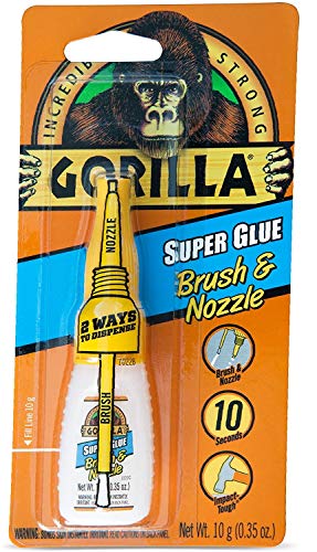 Gorilla Super Glue with Brush & Nozzle Applicator, 10 Gram, Clear, (Pack of 1)-New