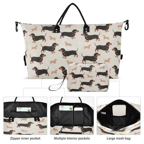 Dachshund Dog Stylish Cartoon Large Travel Duffle Bag Weekender Overnight Bags Gym Yoga Bag for Women Men with Toiletry Bag2