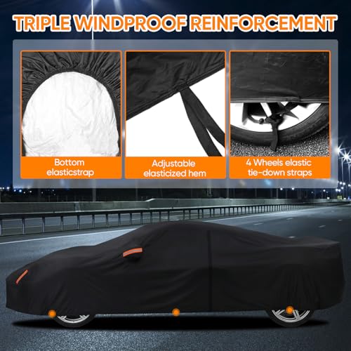 Image of Car Cover Custom Fit for Chevrolet Corvette C4 C5 C6 C7 C8 1980-2026, Outdoor Waterproof All Weather Heavy Duty Full Exterior Cover for Sun Rain Snow UV Dust Protection with Door Zipper