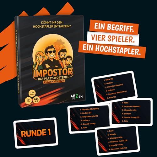 IMPOSTOR - Das Party-Wortspiel - Classic-Edition | Imposter Kartenspiel | Könnt ihr den Hochstapler enttarnen? | Partyspiel-e | Gesellschaftsspiel-e für die Familie, Freunde & Erwachsene | Geschenk-e – Bild 5