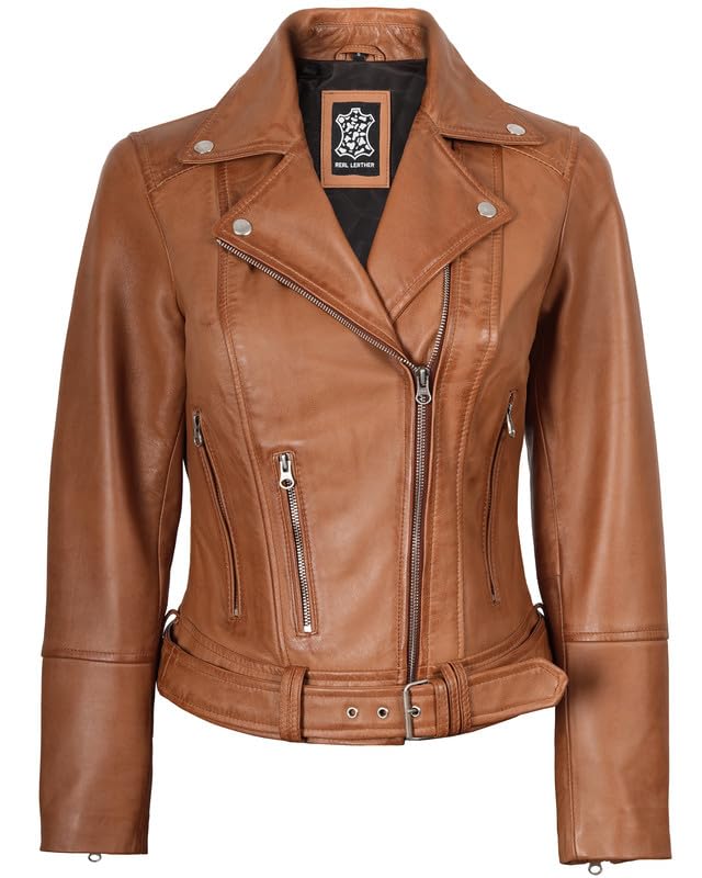 Image of Blingsoul Womens Real Leather Jacket - Asymmetrical Leather Jackets for Women