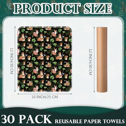 Image of Redbaker 30 Pcs Reusable Paper Towel Paperless Towel with Cardboard Roll Reusable Cloth Paper Napkins for Kitchen Washable Napkins Fit on All Holder Roll Home Household Clean(Animal,10 x 12 in)