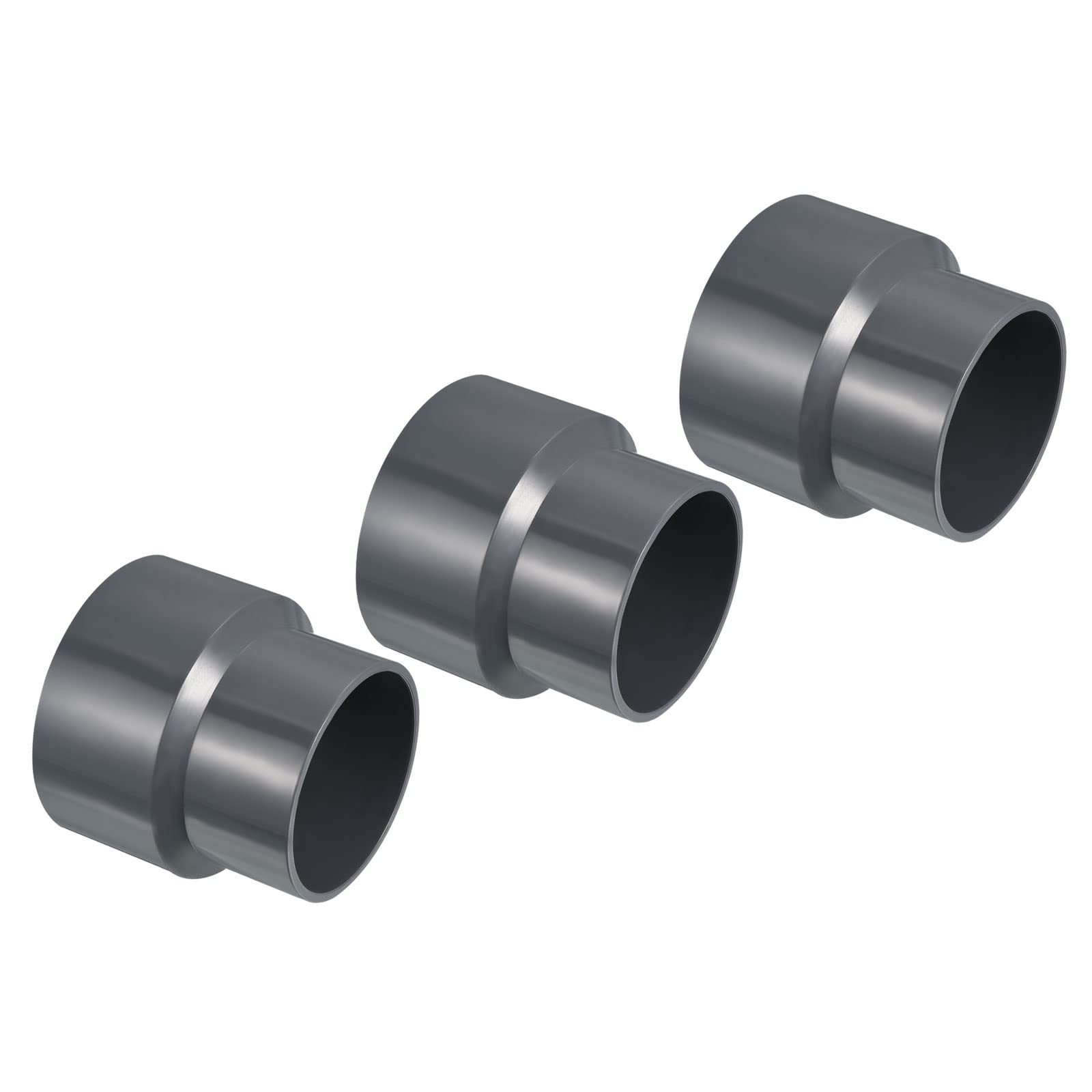 PATIKIL PVC Reductor Tubo Montaje 50x32mm, 3 Paquete Recto Acoplamiento Adaptador Conector, Gris — view 39