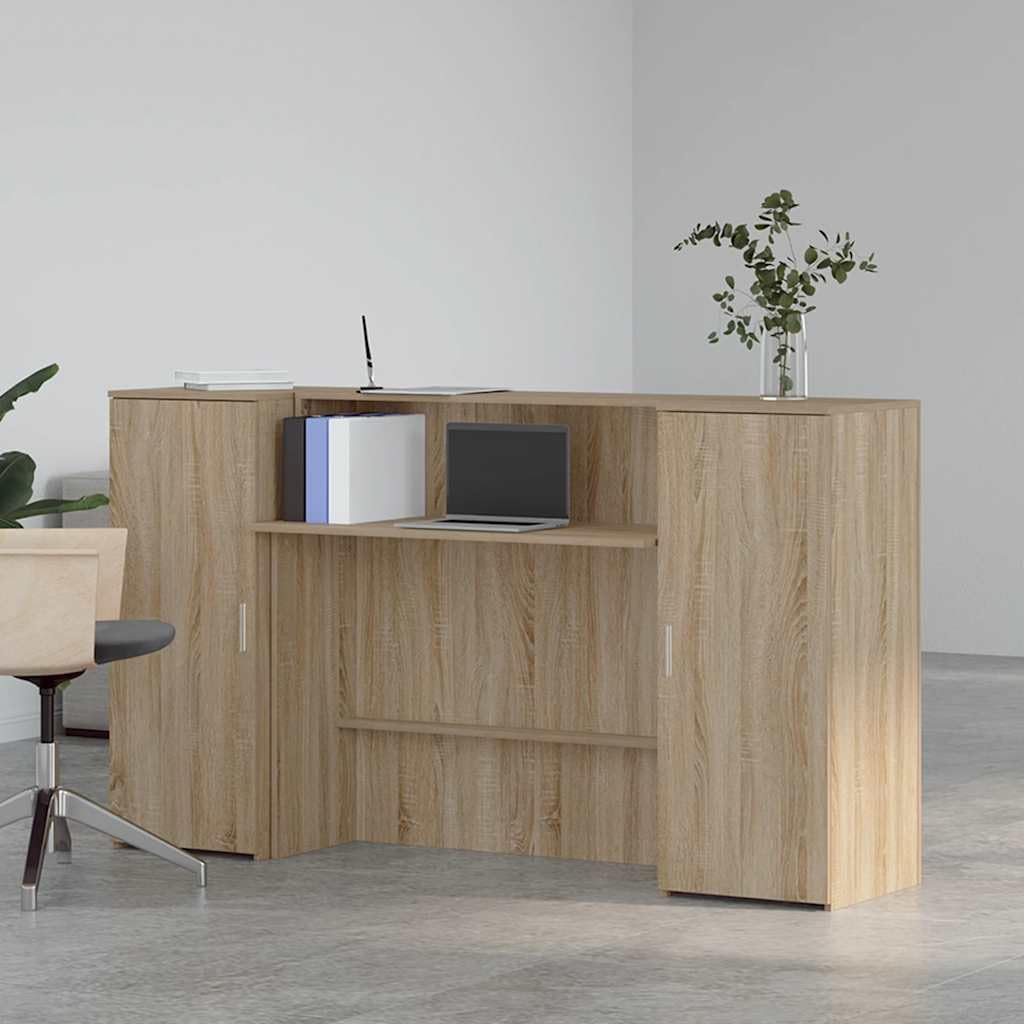Empfangstheke Sonoma-Eiche 180x50x103,5 cm Holzwerkstoff Set | Dreiteiliger Counter mit viel Stauraum für Büro, Praxis und Salon. Robustes Material in Sonoma-Eichen-Optik.