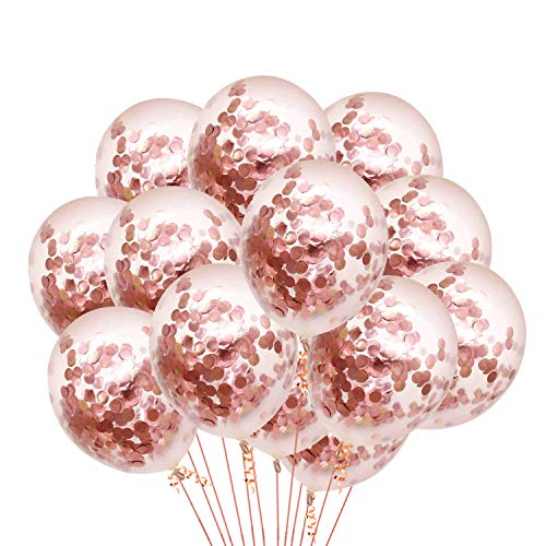 Image of Party Propz Rubber Rose Gold Confetti Balloons - Large Pack Of 50Pcs|Birthday Balloons For Decoration|Rose Gold Balloons For Birthday Decoration|Confetti Balloon|Anniversary Decoration Items