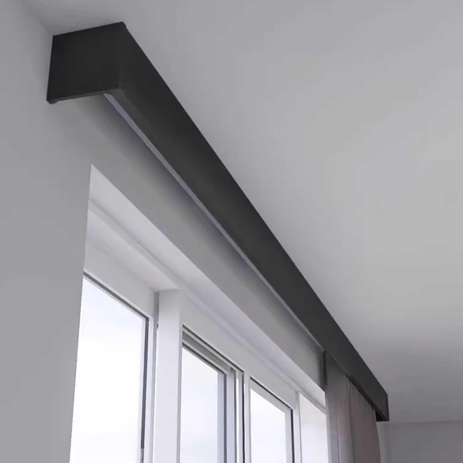 SFNIOKFG Ceiling Curtain Track Box Valance, Aluminum Alloy Curtain Pelmet Panel, Straight Curtain Rail Rod for Balcony Office, Home Decor Curtain Pole Cover(Black,220cm/7.2ft)