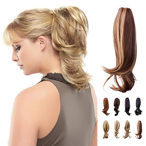 Akkya 14" Hair Piece Pony Tail Clip On Extension Voluminous Wavy Heat-Resisting Claw Clip On Ponytail
