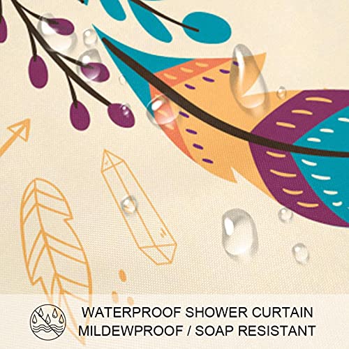 Rideau de douche anti-moisissure feuilles bohème coloré et imperméable - 4