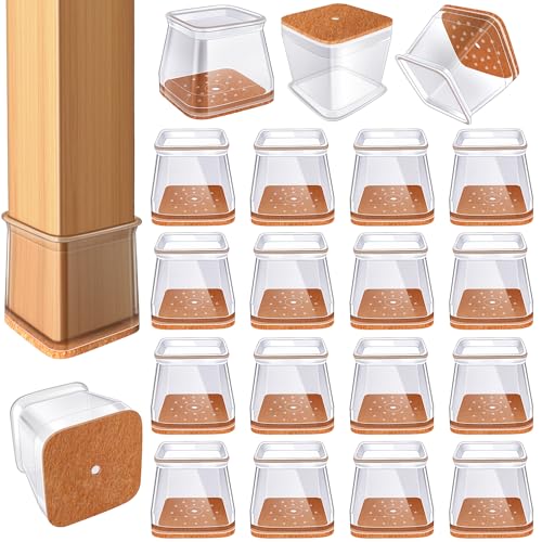 24 Pcs Chair Leg Floor Protectors for Hardwood Floors Square...