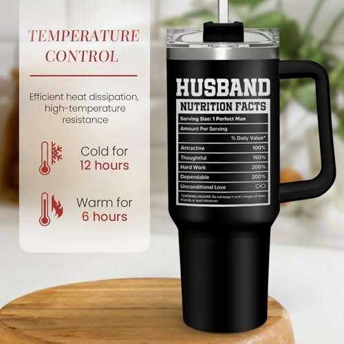 Image of Best Husband Ever Gifts, Husbands Tumbler with Handle 40oz Stainless Steel Insulated with Straw Lid, Gifts for Hubby from Wife, Presents for Husband Valentines Birthday ChristmasWedding Anniversary