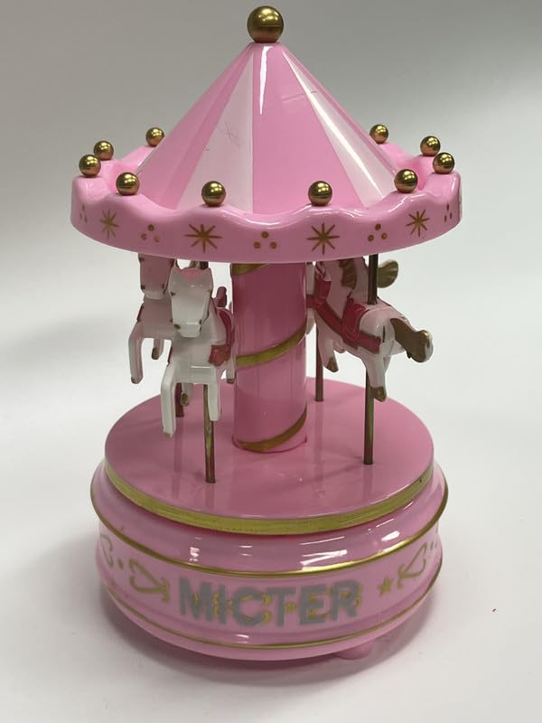 MICTER Carousel Horse Snow Globe Gift - Rotating Music Box Birthday Anniversary for Wife Daughter Girl Girlfriend Husband Clockwork Musical 4-Horse Color Light Snowglobes Castle in The Sky