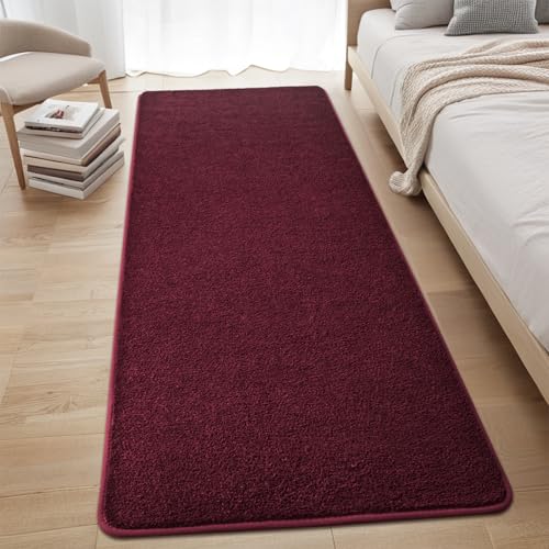Tapete corredor 2x6 pies rojo Burgundy, antideslizante miniatura 2