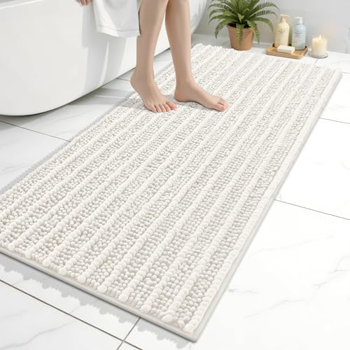 Image of Arotive Luxury Large Bathroom Rugs 45x27, Extra Soft Thick Absorbent Shaggy Chenille Bath Rugs, Machine Wash Dry, Bath Mats for Bathroom Floor, Tub and Shower, Home Decor Accessories, Ivory