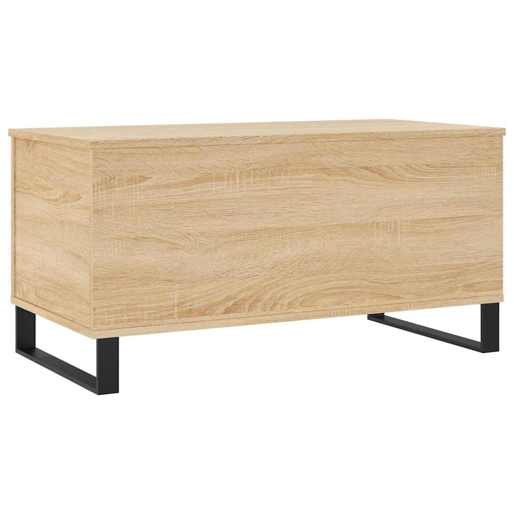 Hothingwell Inżynieryjny drewniany stolik kawowy 90x44,5x45 cm | Podnoszona góra, ukryte przechowywanie, metalowe nóżki, łatwe do czyszczenia