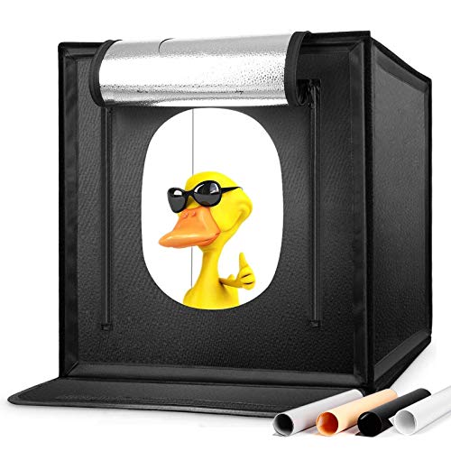 Amzdeal Light Box for Photography 20in Brightness Adjustable Shooting Tent with LED Light 4 Backdrops (White Black Orange Grey)