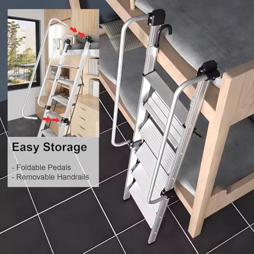 Image of Aluminum Bunk Ladder with Handrails Hooks for Lofted Bunk Beds