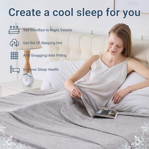 Image of Cooling Blanket Throw Size 50 inchx70 inch, Summer Lightweight Breathable Ice Blanket, Cooling Blankets for Hot Sleepers Night Sweats Adults Absorb Heat Keep Cool