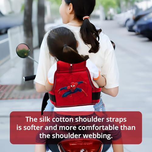 Image of TONY STARK Kids Safety Belt For Two Wheeler With Reflective Strips, Portable Seat Belt Children Motorcycle Harness For Motorcycle Bike, Adjustable Safety Harness For Boys Girls (Web Wonder)