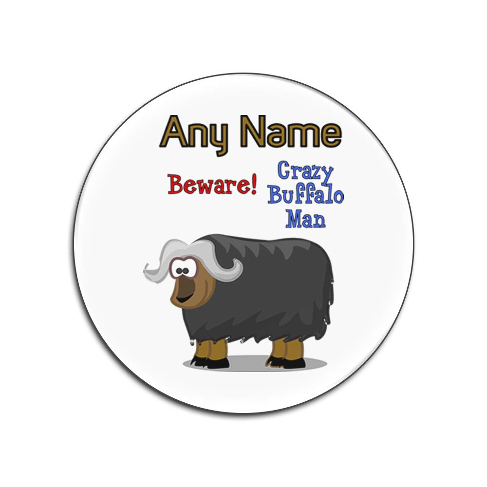 Dessous-de-verre Crazy Buffalo Man blancs brillants et ronds pour protéger vos tables