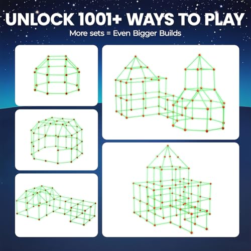 Tiny Land Glow Fort Building Kit for Kids Creative Fort Indoor & Outdoor Construction Toys with 86 Rods and 44 Balls for 5-12 Year Old Boys & Girls STEM Building Toy Gifts with Storage Bag - Image 6