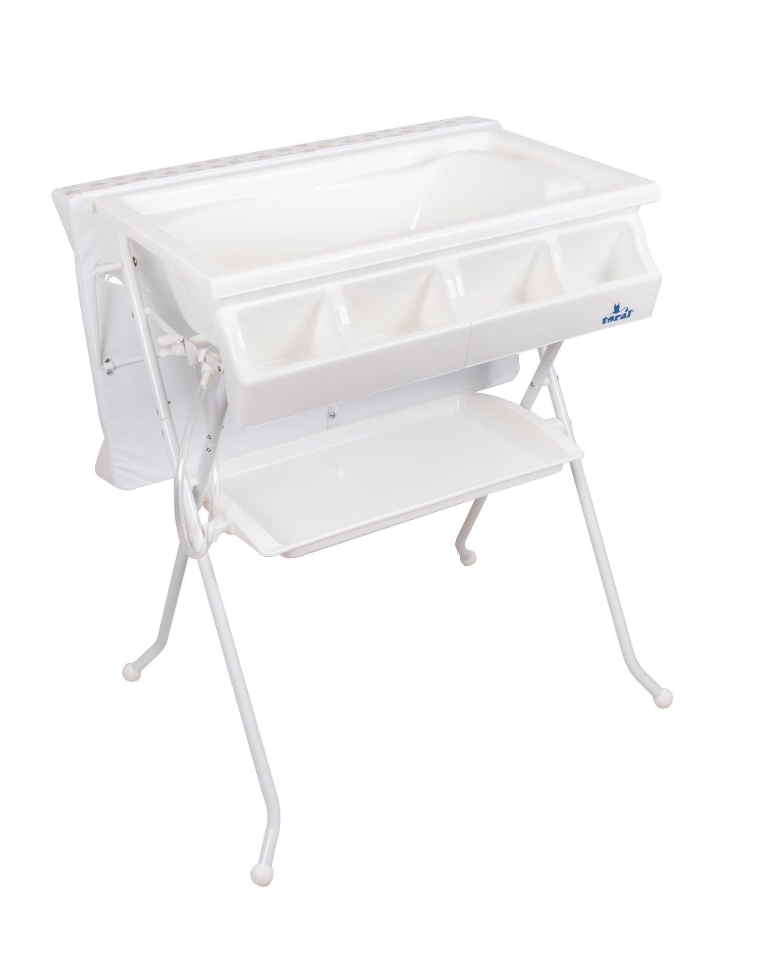 Bañera bidet para bebé, beig estrellas, con cambiador,cubeta y cestilla.