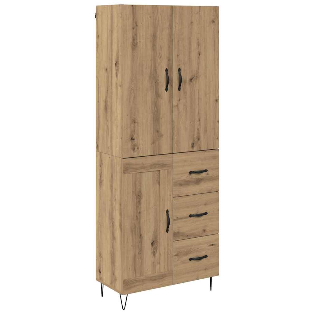 vidaXL Highboard 2 pcs Artisan Oak Engineered Wood and Glass, Ample Storage, Rectangular Modern Sideboard, Elegant Highboard, Functional Dining Cabinet, Contemporary Furniture Piece