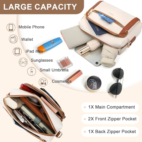 Image of Small Leather Crossbody Bags for Women Anti theft Purses and Handbag Shoulder Hangbag with Wide Strap Tassel