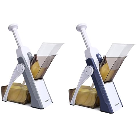 SUPMAKIN Safe Mandoline Food Slicer for Kitchen Bule +Gray Cover