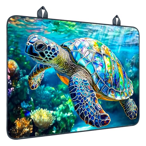 Image of Nuxovilar Stained Glass Turtle Stove Cover Diatomaceous 28.65x20.47 In | Glass Protector Countertop Mat Counter Saver Cooktop Cover Kitchen Prep Space Room (Stained Glass Turtle)
