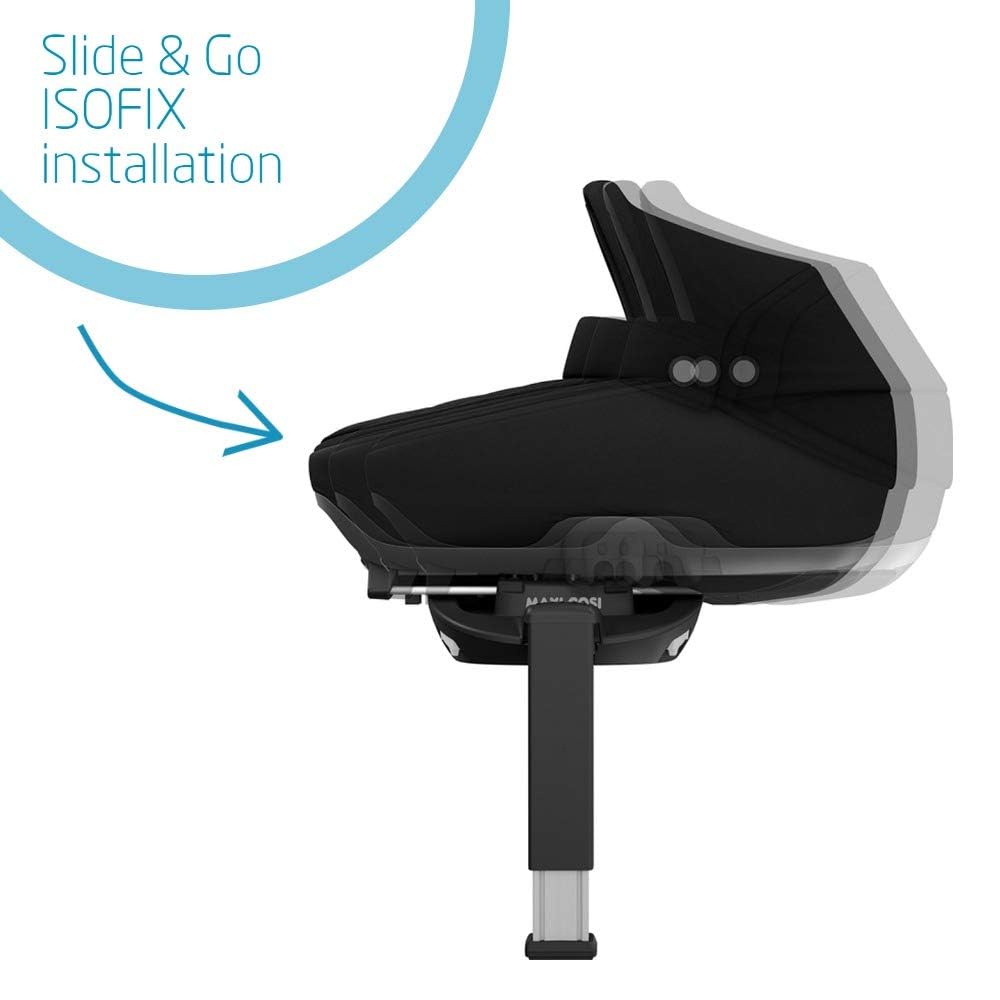 Maxi-Cosi Jade Babywanne, sichere Babywanne mit ISOFIX Installation im Auto, komfortabler Kinderwagenaufsatz, geeignet ab Geburt bis ca. 6 Monate (max. 9 kg oder 40 bis 70 cm), Essential Black