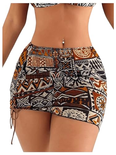 Image of RoseSeek Women's 4 Piece Polka Dots Bathing Suits Cover Up Skirt & Bandana