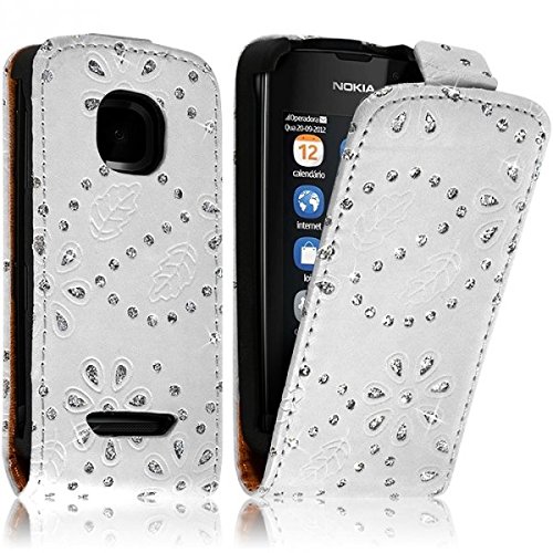 Seluxion - Housse Coque Etui pour Nokia Asha 311 Style Diamant Couleur Blanc