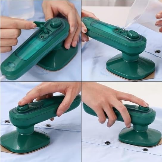 Image of Portable Micro Steam iron, green iron Handheld Garment Steamer, Dry And Wet Wrinkles Removing Lightweight Steamer for Home Office,Fast Heat Mini Ironing Machine