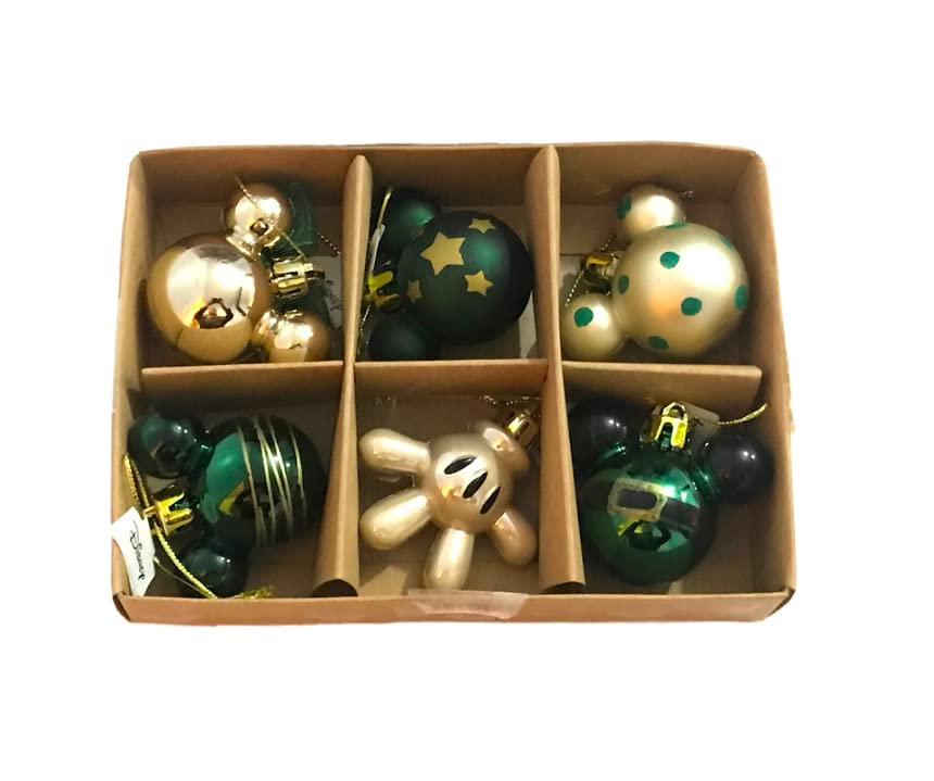 Disney Mickey Mouse & Minnie Mouse Green Pack Of 6 Baubles Christmas Decorations