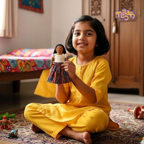 Image of Nilah's Younger Sister Malar Soft Doll for Girls - Fabric Doll with Everyday Play Dress | Safe Cloth Doll for Kids