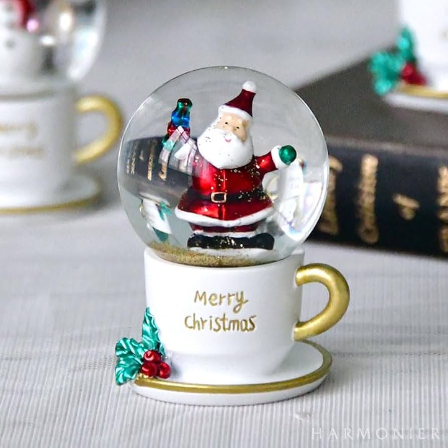 Amazon.co.jp: ミニスノードーム/ホワイトティーカップ（サンタ