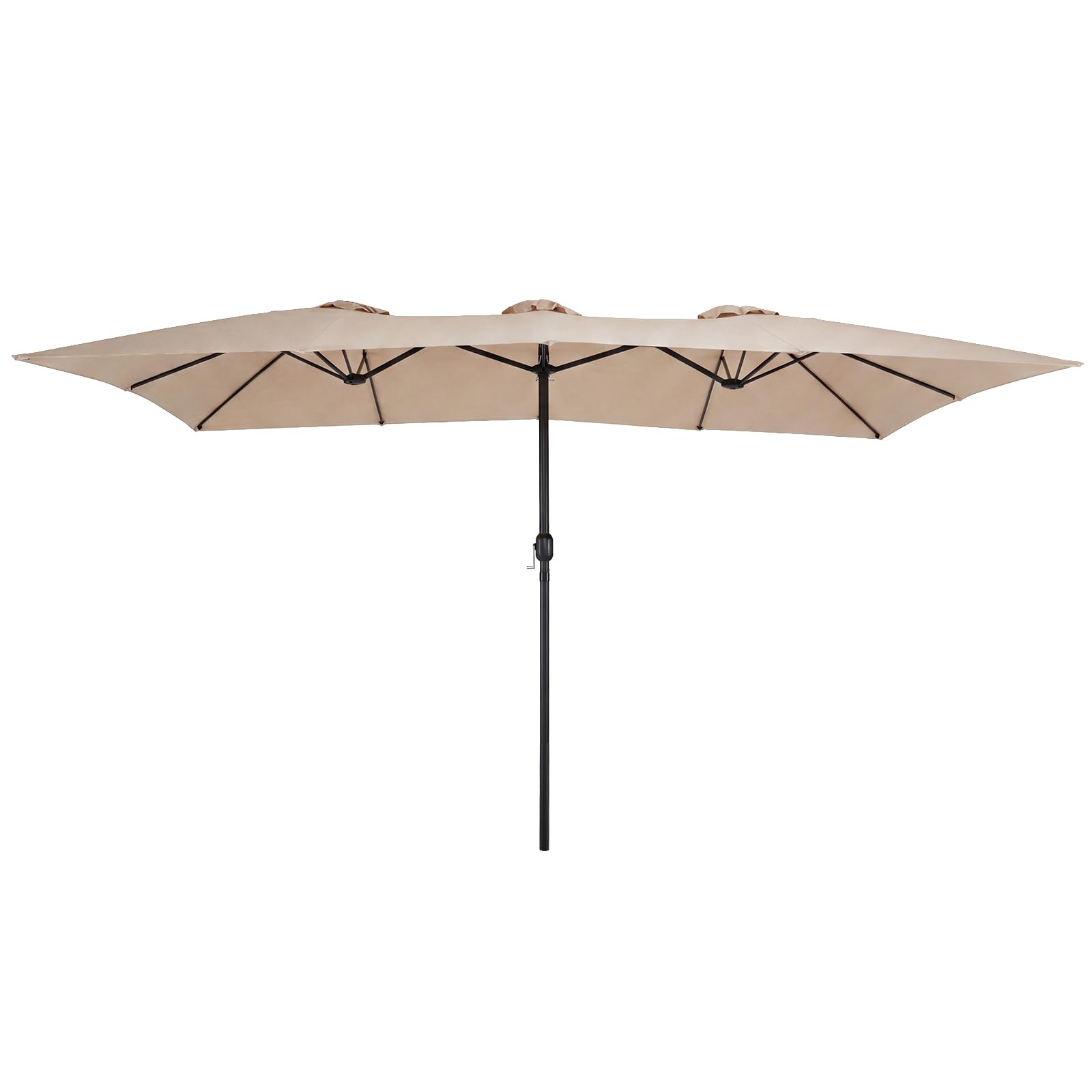 RELAX4LIFE Parasol Double Rectangulaire 4,2X2,6 M, Grand Parasol de Jardin Extérieur pour Terrasse/Piscine/Balcon, 12 Baleines, Structure Métallique, Protection Solaire, Montage Facile