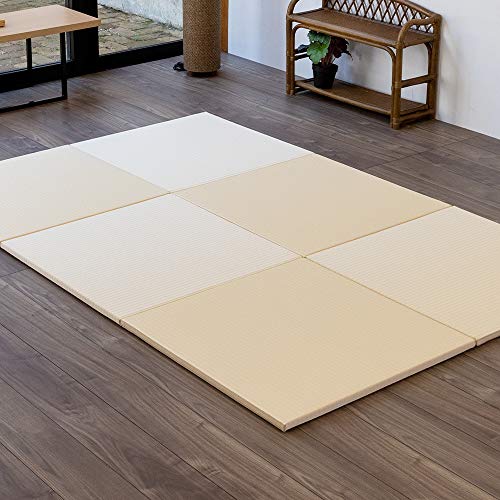 こうひん 日本製 縁なし 置き畳 ユニット畳 『メディア 70』 6枚セット 70×70cm 国産和紙製 カラー:10 乳白色(ダイケン 健やかおもて) 置くだけで簡単に畳空間を演出 厚さ2.5cmの【本格タイプ】 すべり止め付き