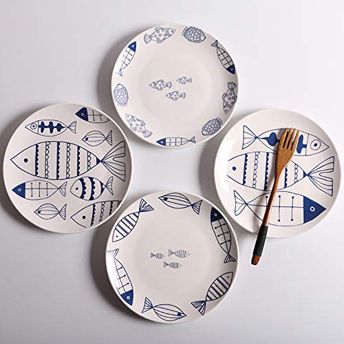 Kkgud Japanese Style Ceramic Salad Plates For Desserts Fruits Snack Cakes, Set Of 4 Assorted Patterns #TOP1