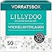 LILLYDOO hautfreundliche Baby Wickelunterlagen 60x 60 cm, 50er Pack (5x10 Stück), Weich, Ohne Parfüme & Lotionen für empfindliche Haut, Dermatologisch getestet