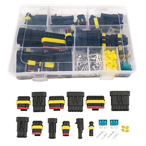 QISF 240 terminales de Conector eléctrico Impermeable para Coche, con fusibles de Cuchilla automotriz para Motocicleta, Scooter, Coche, camión, Barco, 1/2/3/4/5/6 Pines