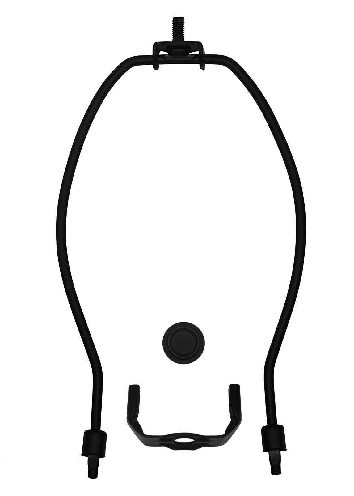 Creative Hobbies 8 Inch Regular Weight Lamp Harp, Finial and Harp Base Set, Polished Black Finish