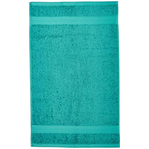 Image of Amazon Basics Fade-Resistant 100% Cotton Hand Towels for Bathroom, Soft Absorbent, 26 x 16 inches, Teal, 6-Pack