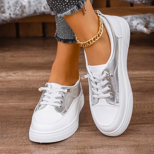 Women's Sneakers Fashion Flat Casual Shoes Comfortable Leather Low Heel Slip On Walking Tennis Shoes for Everyday4