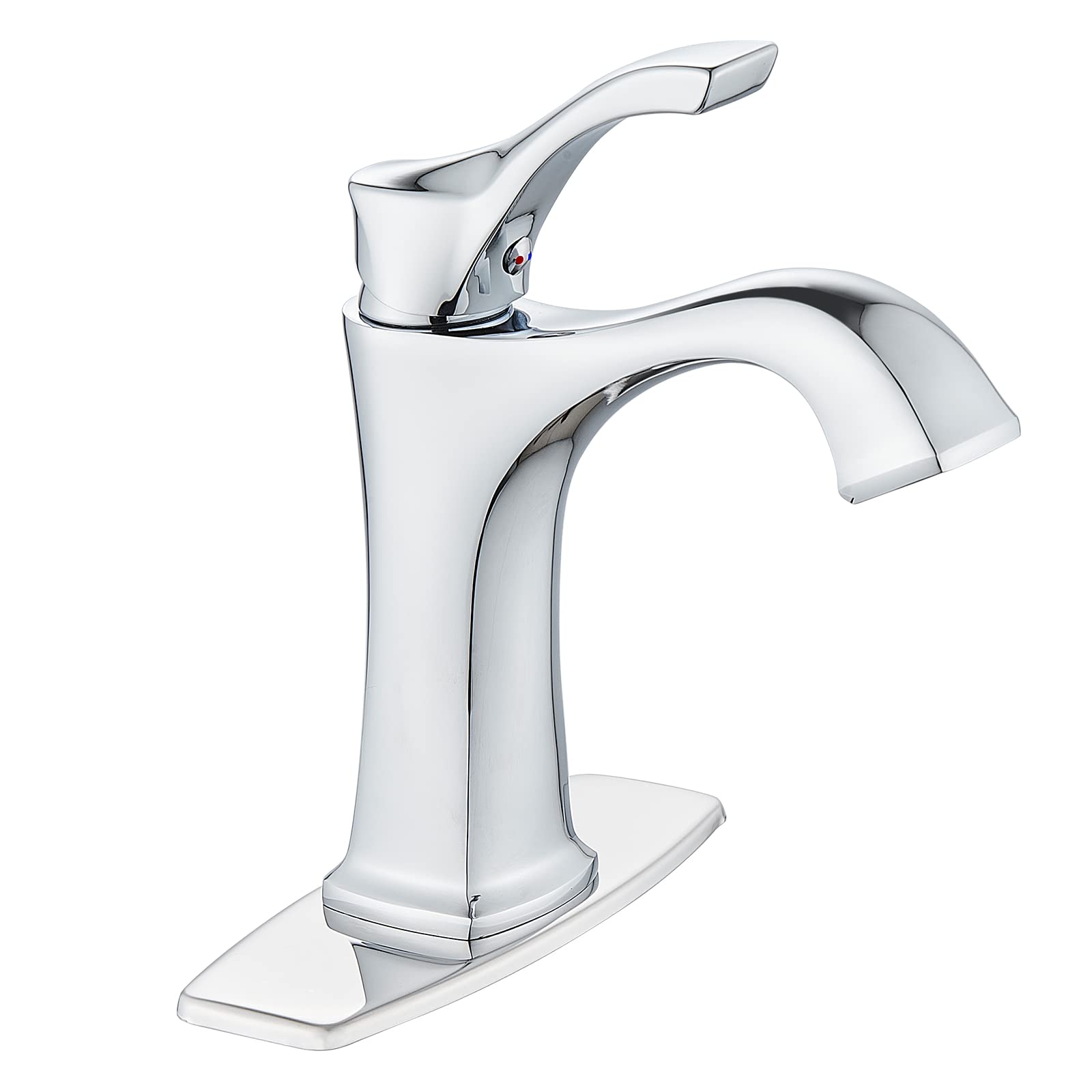 SANLIVBathroom Sink Faucet, Vanity Faucet, Single Handle Bathroom Faucet 1 or 3 Hole Bathroom Sink Faucet with Deck Plate and Drain Assembly, Chrome