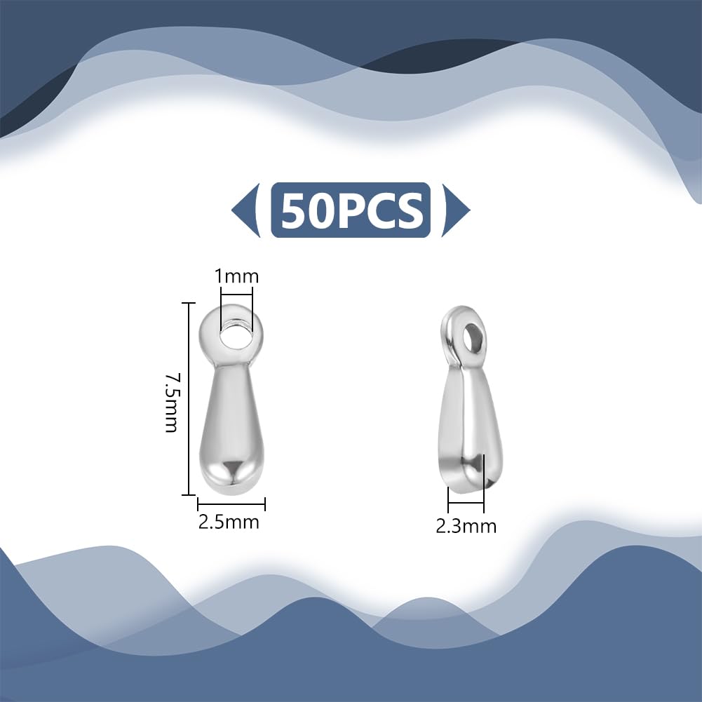 UNICRAFTALE 50pcs Teardrop Dangle End Charms - Stainless Steel Chain Terminators for DIY Jewelry Making, Metal Color - Image 3