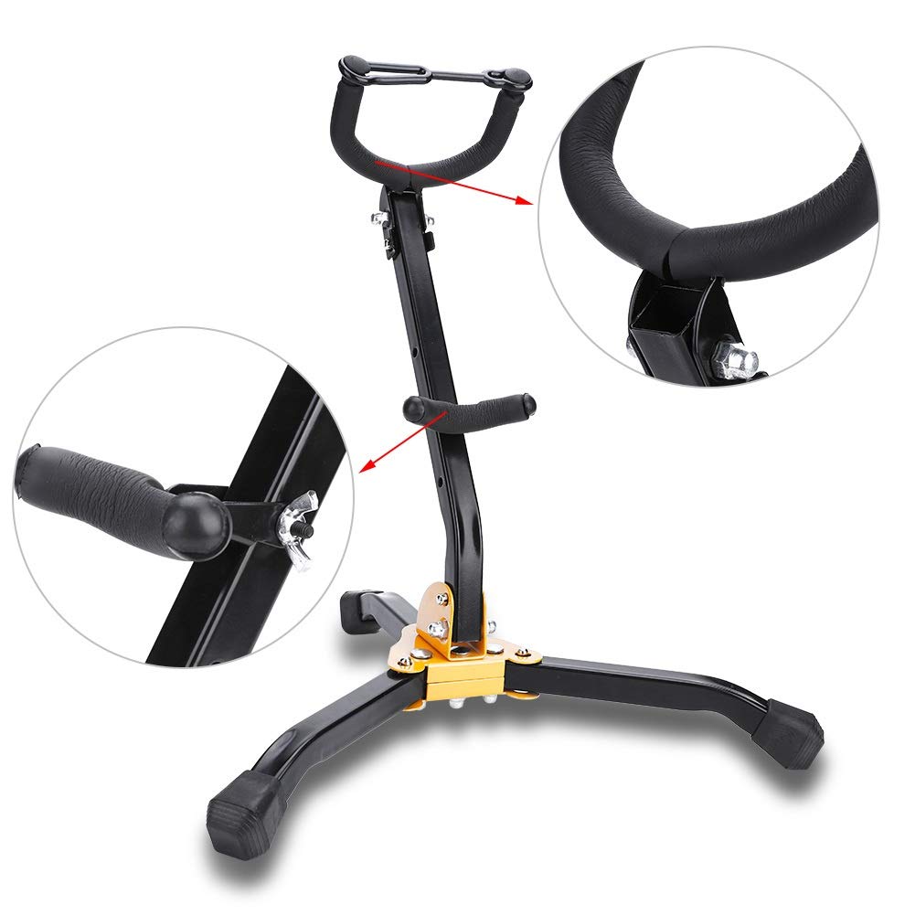 Nikou Support pour Saxophone Alto/Ténor, Stand Réglable en Métal Triangle Support Portable pour Saxophone Trépied Pliable, pour Accessoires d'instruments de Musique