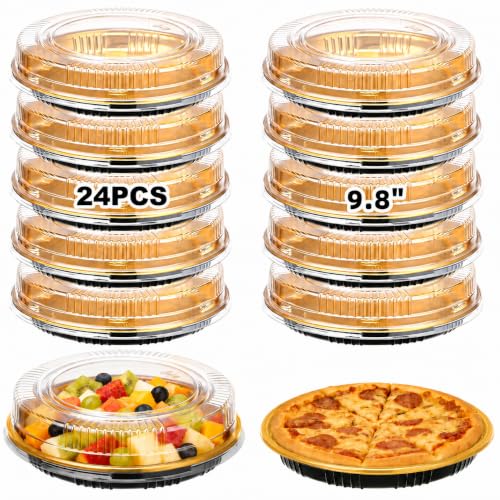 MEPIG 24 Pcs 9.8 Disposable Pie Containers with Clear Lids 2.4 H